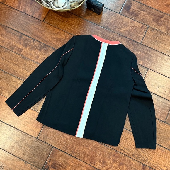 Fendi Silk Blend Black Long Sleeve with Red and White Accents Blouse SZ 38 - Picture 6 of 7